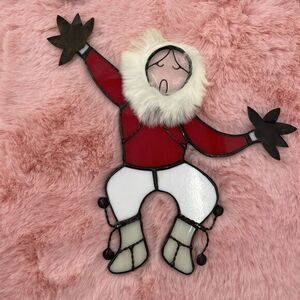 Vintage Stained‎ Class Santa Hanging Decoration